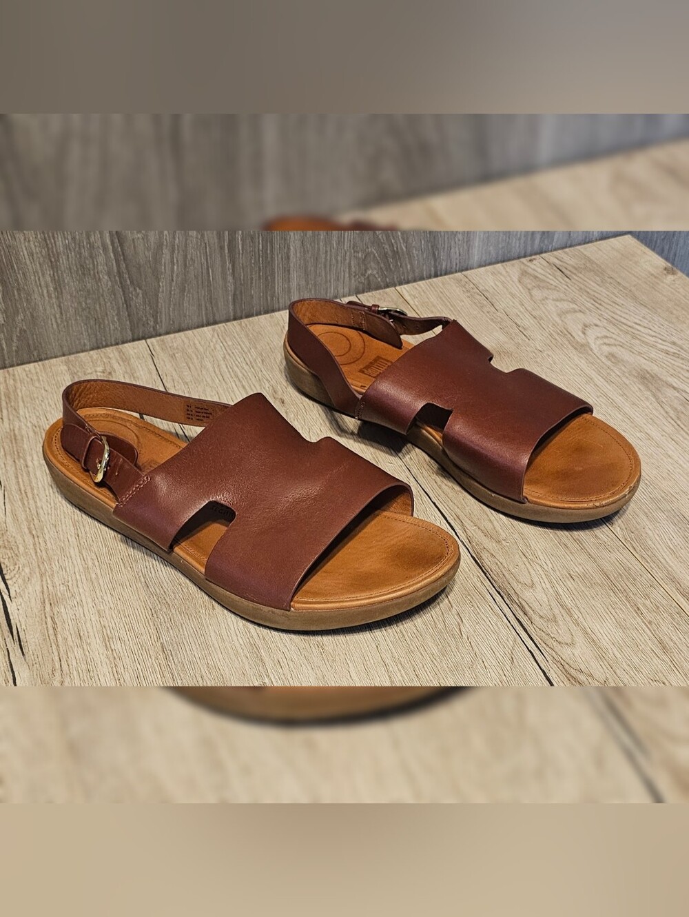 Fitflop H-Bar Brown Leather Sandals